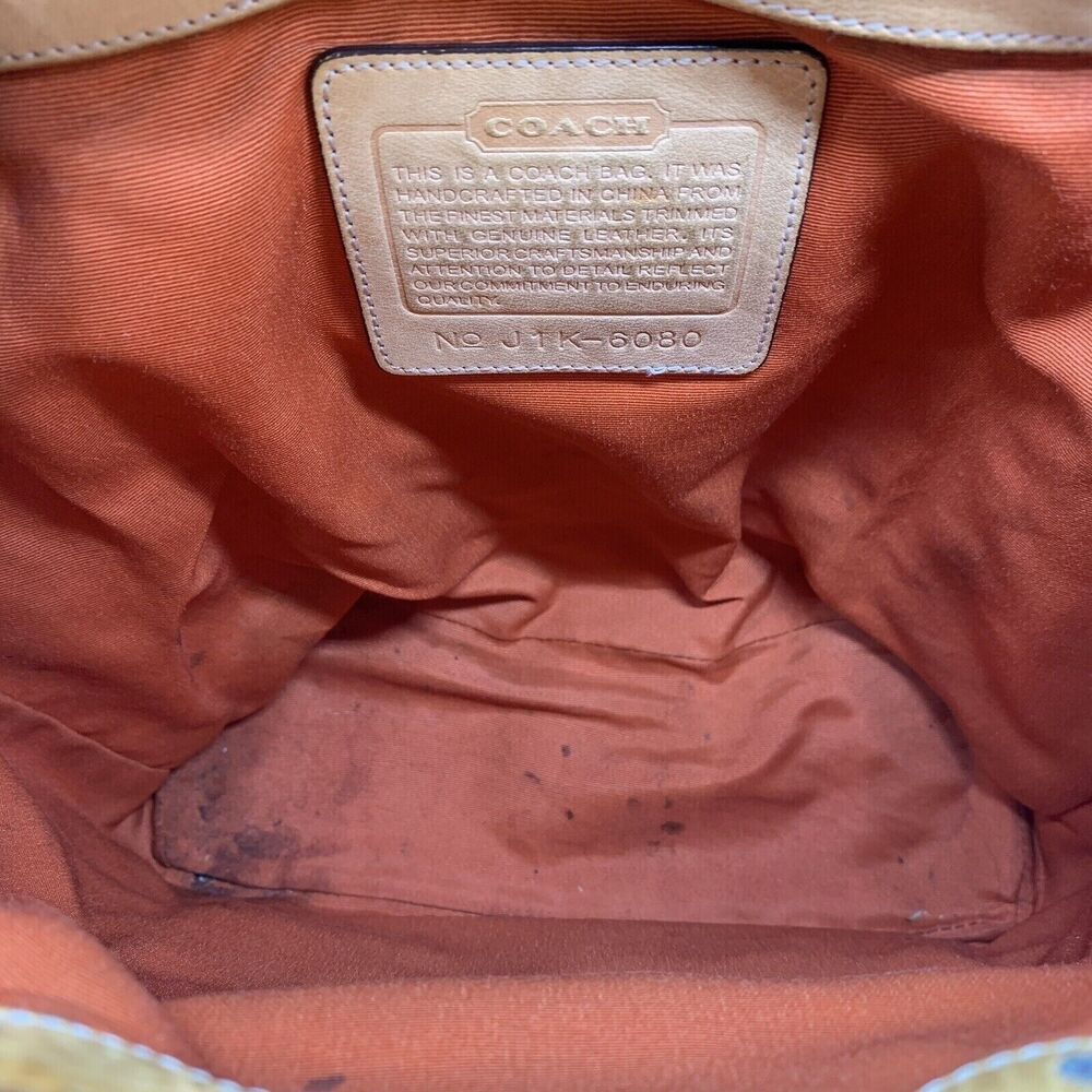 Vintage COACH Backpack Monogram CC Print Tan Beige Leather Y2K CLASSIC - Picture 10 of 12
